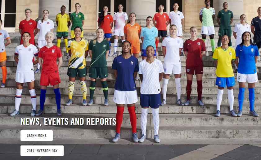 A Nike nyitóoldalának egy részlete