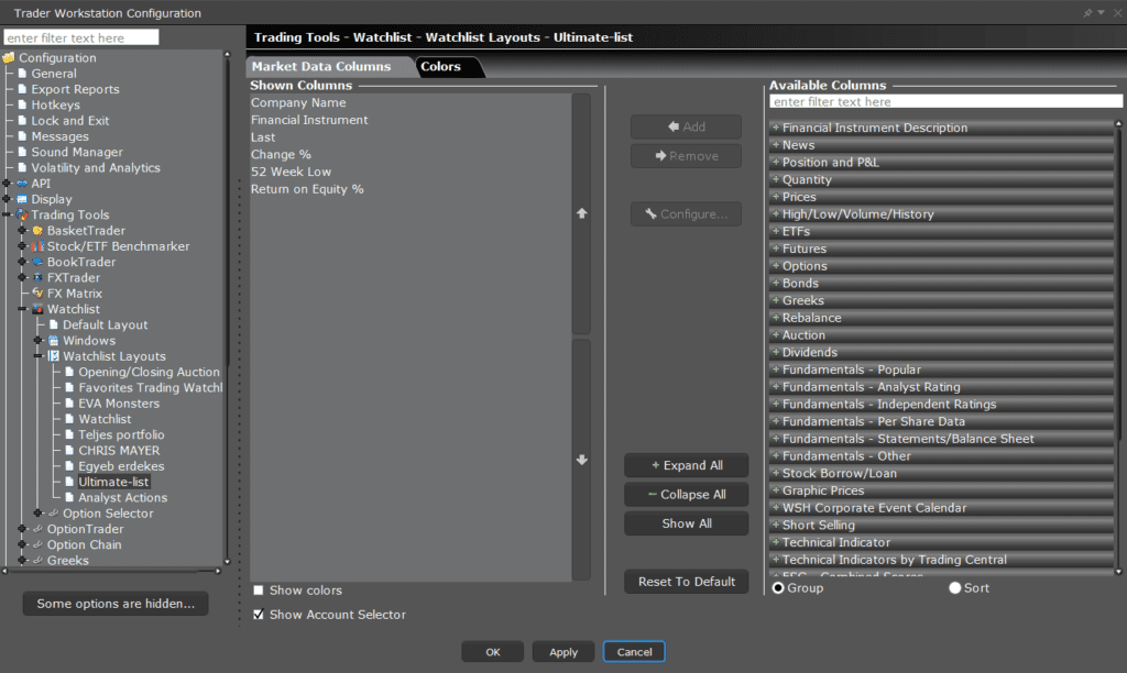 Trader Workstation, remekül paraméterezhető, de old school