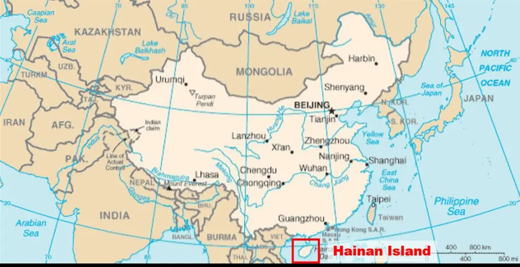 Hainan szigete Kína alatt