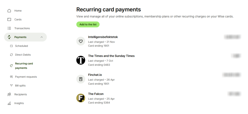 Wise, visszatérő előfizetések tiltása