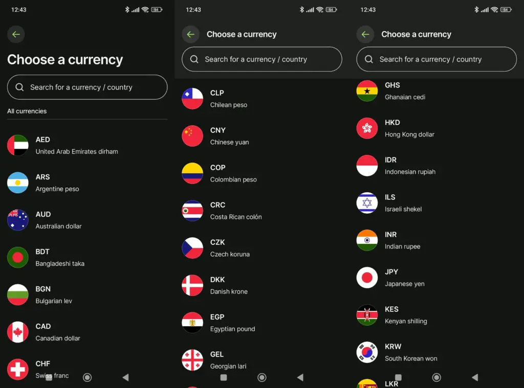 Wise app, a devizanemekből néhány