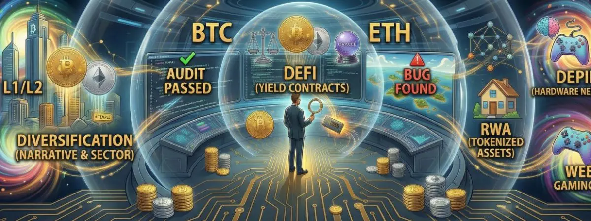 crypto sectors with a person in the middle