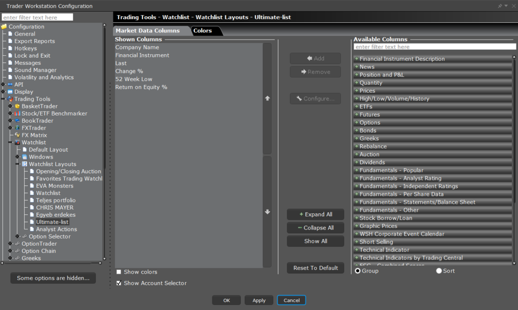 Trader Workstation, remekül paraméterezhető, de old school