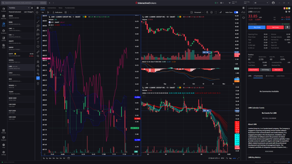 IBKR Desktop, technikai felület