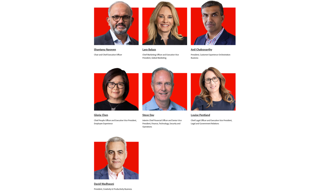 az Adobe menedzsmentje 2026 Q3 idején